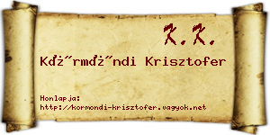Körmöndi Krisztofer névjegykártya
