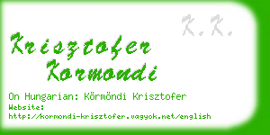 krisztofer kormondi business card